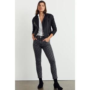 New Anthropologie Pilcro Ultra High-Rise Beaded Straight Jeans $158 SIZE 28